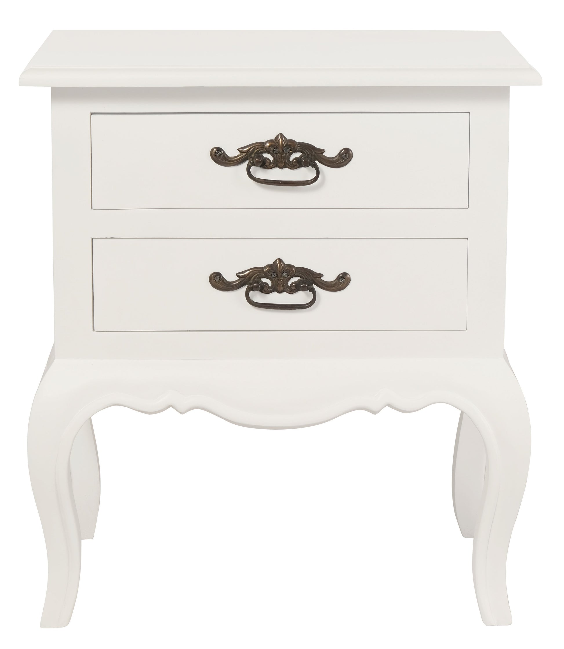 French Provincial 2 Drawer Side Table (White)-Side Table-Centrum Furniture-Prime Furniture