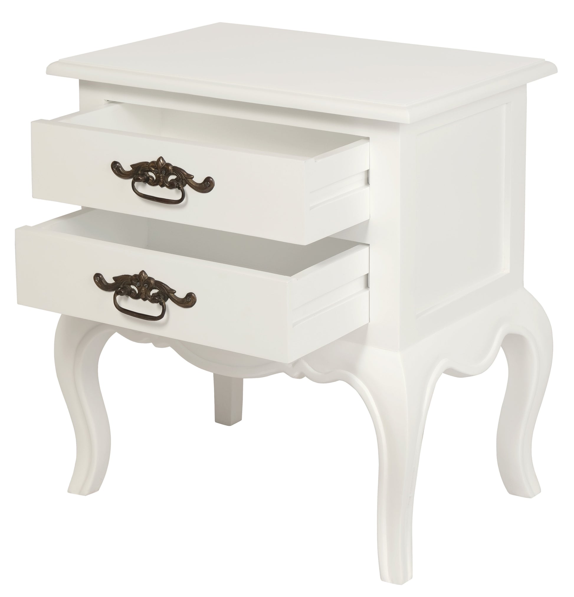 French Provincial 2 Drawer Side Table (White)-Side Table-Centrum Furniture-Prime Furniture