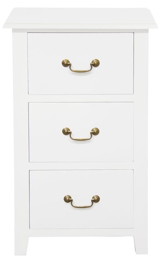 Tasmania 3 Drawer Lamp Table (White)-Side Table-Centrum Furniture-Prime Furniture