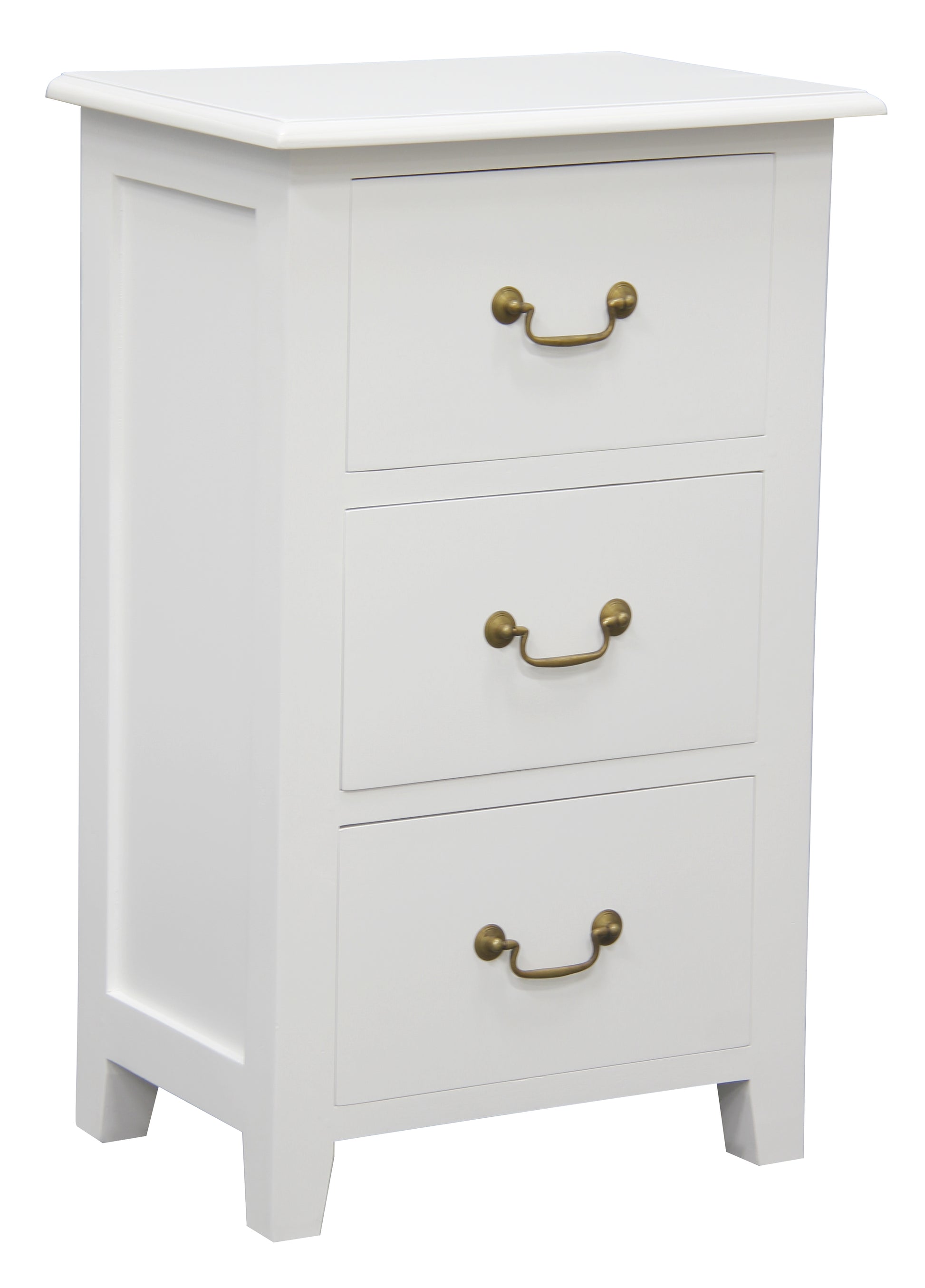 Tasmania 3 Drawer Lamp Table (White)-Side Table-Centrum Furniture-Prime Furniture