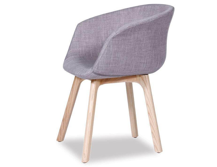 Level Lonsdale Arm Chair - Natural - Grey Fabric B100090044-Chair-Level-Prime Furniture