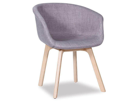 Level Lonsdale Arm Chair - Natural - Grey Fabric B100090044-Chair-Level-Prime Furniture