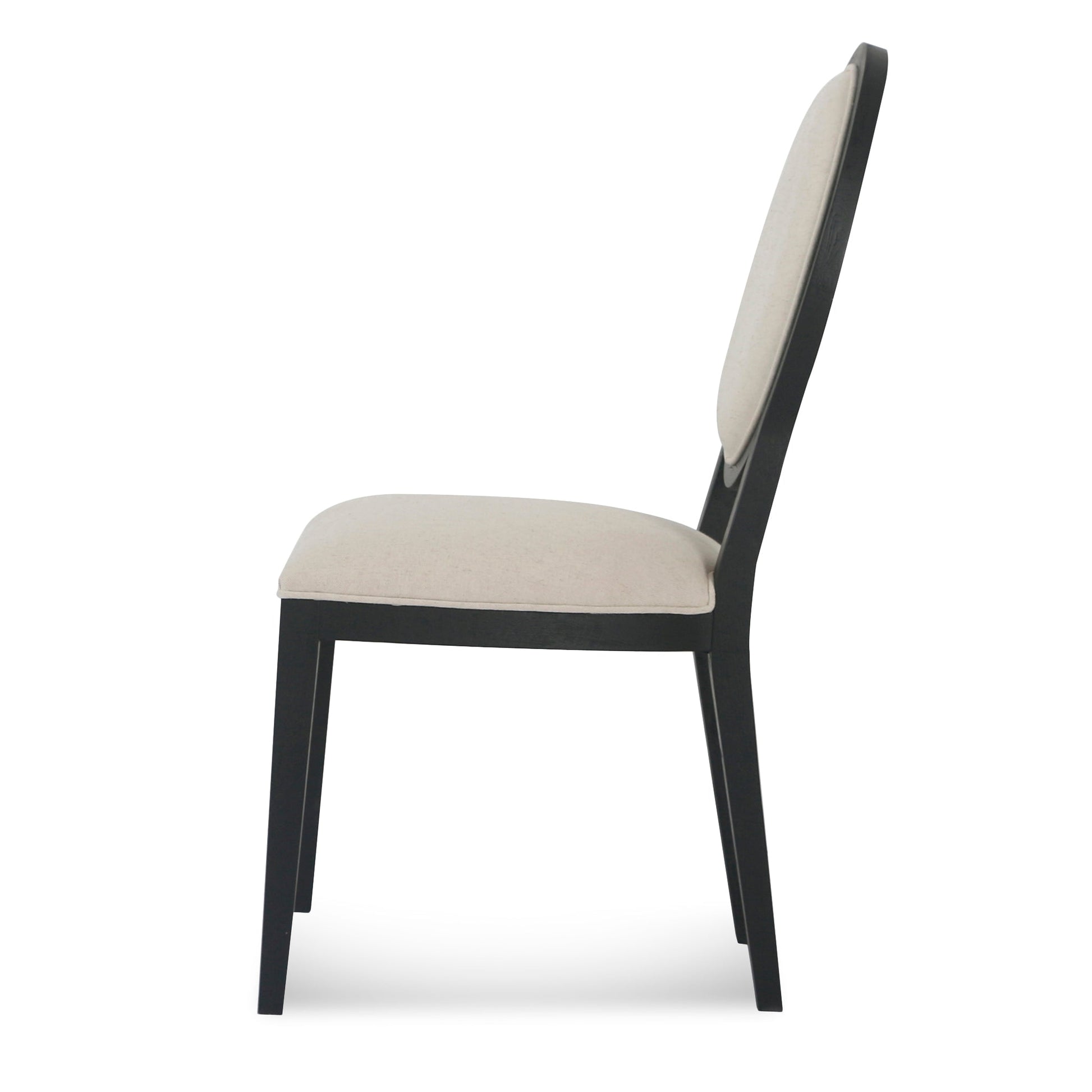 Light Beige Fabric Dining Chair - Black Frame (Set of 2)-Dining Chair-Calibre-Prime Furniture