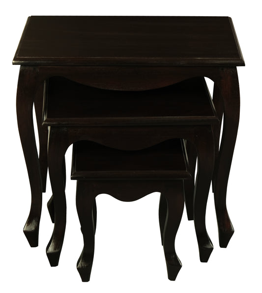 Queen Anne Nesting Table - Set of 3 (Chocolate)-Side Table-Centrum Furniture-Prime Furniture