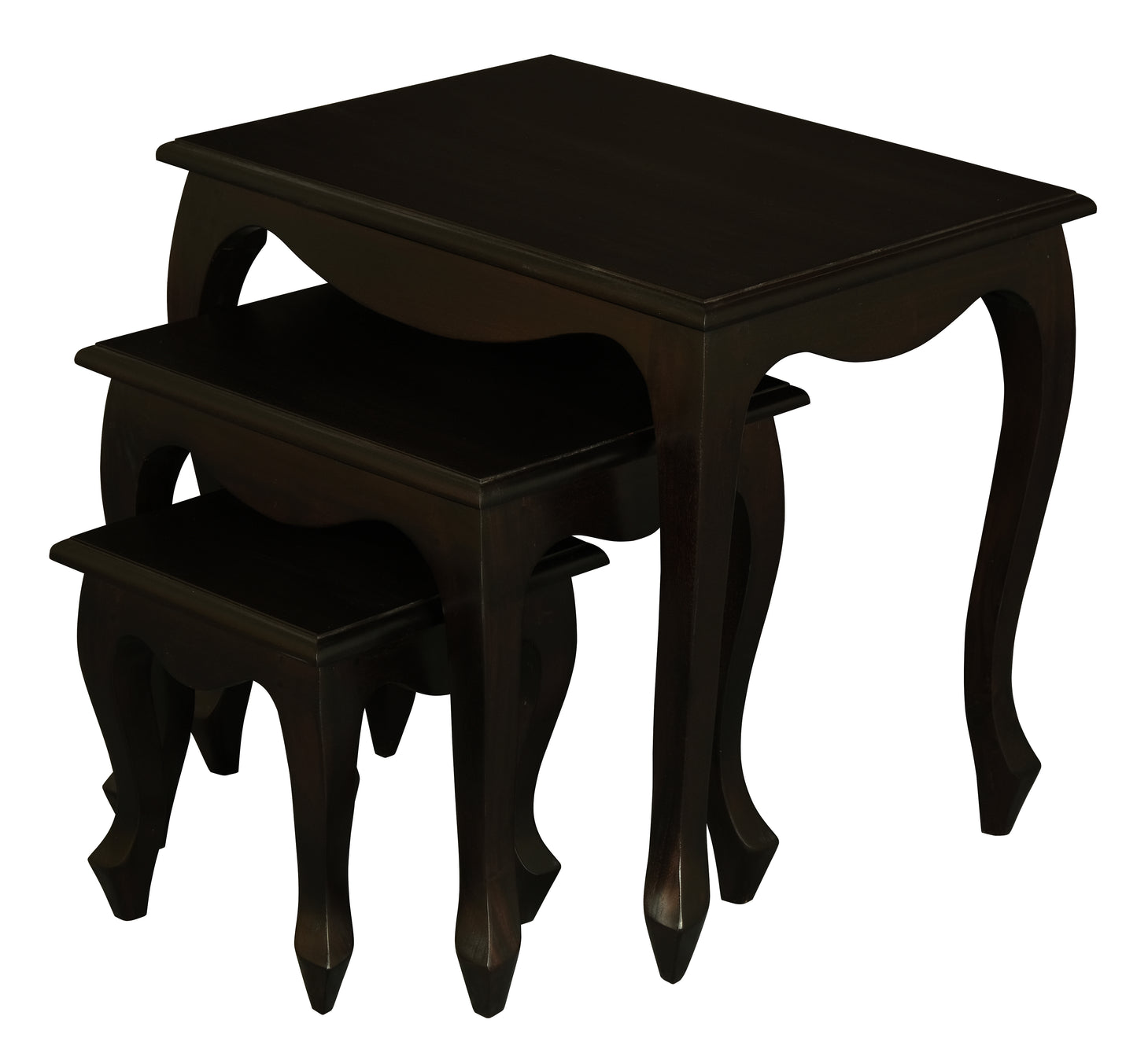 Queen Anne Nesting Table - Set of 3 (Chocolate)-Side Table-Centrum Furniture-Prime Furniture