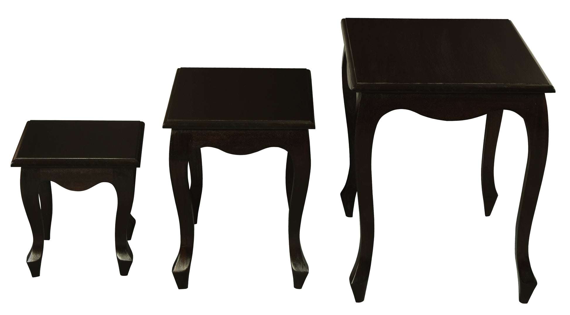 Queen Anne Nesting Table - Set of 3 (Chocolate)-Side Table-Centrum Furniture-Prime Furniture