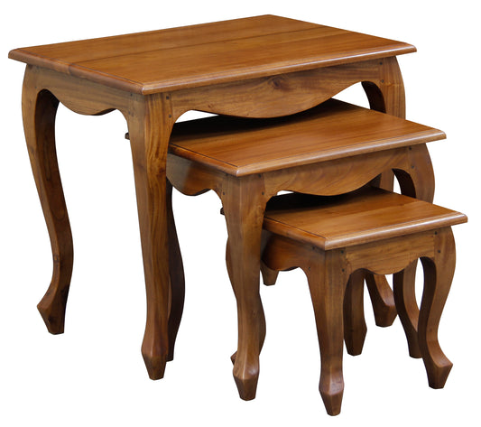 Queen Anne Nesting Table - Set of 3 (Light Pecan)-Side Table-Centrum Furniture-Prime Furniture