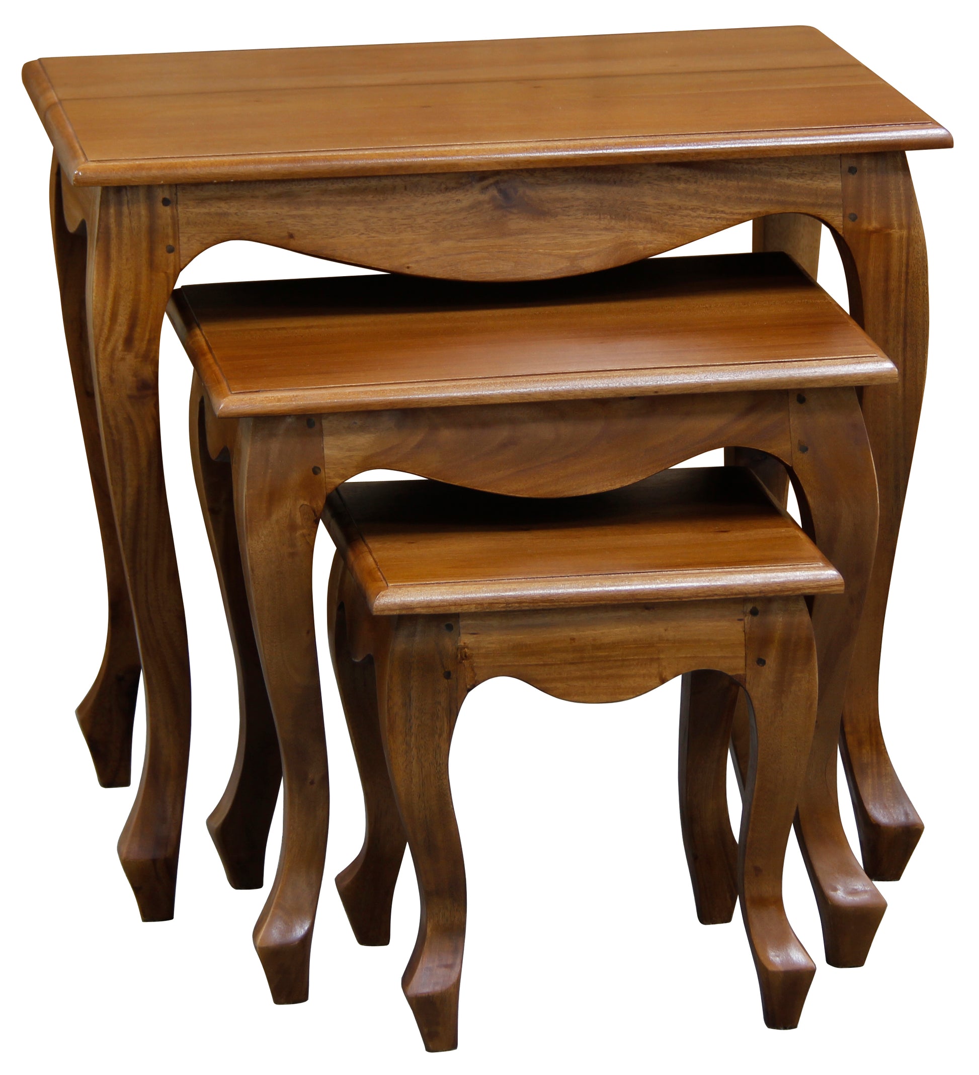 Queen Anne Nesting Table - Set of 3 (Light Pecan)-Side Table-Centrum Furniture-Prime Furniture