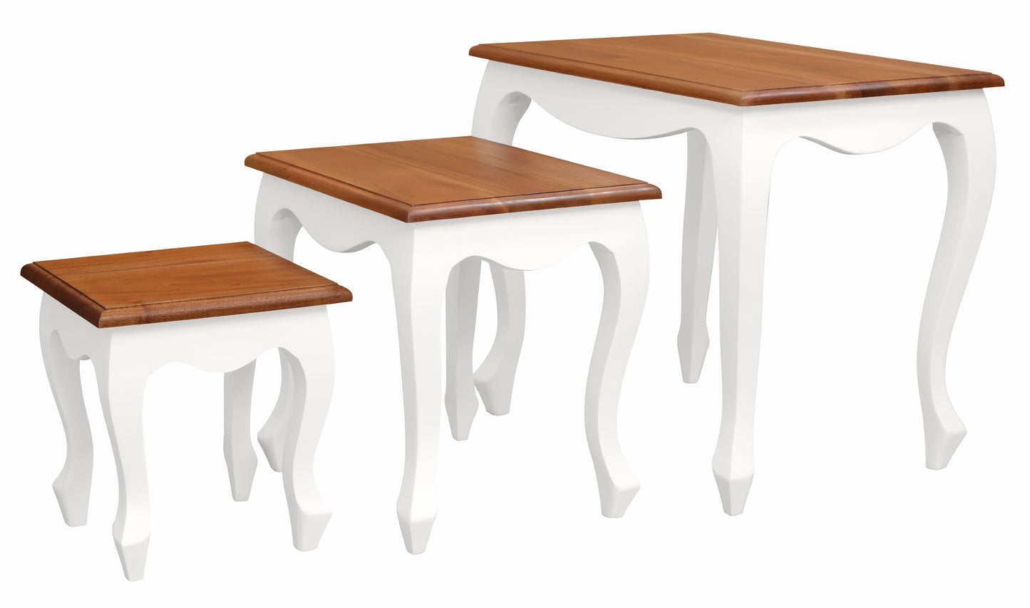 Queen Anne Nesting Table - Set of 3 (White Caramel)-Side Table-Centrum Furniture-Prime Furniture