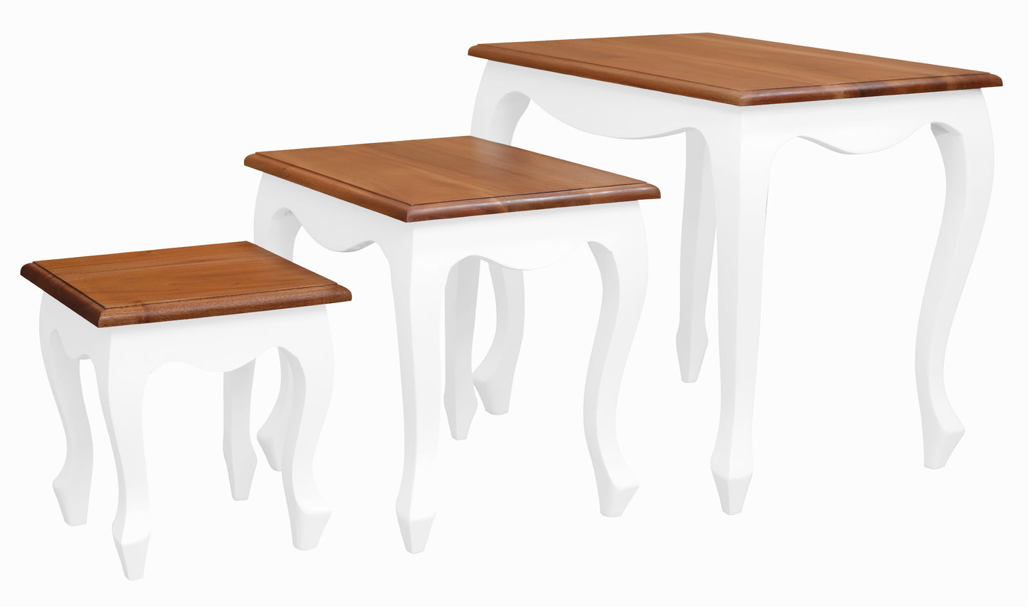 Queen Anne Nesting Table - Set of 3 (White Caramel)-Side Table-Centrum Furniture-Prime Furniture