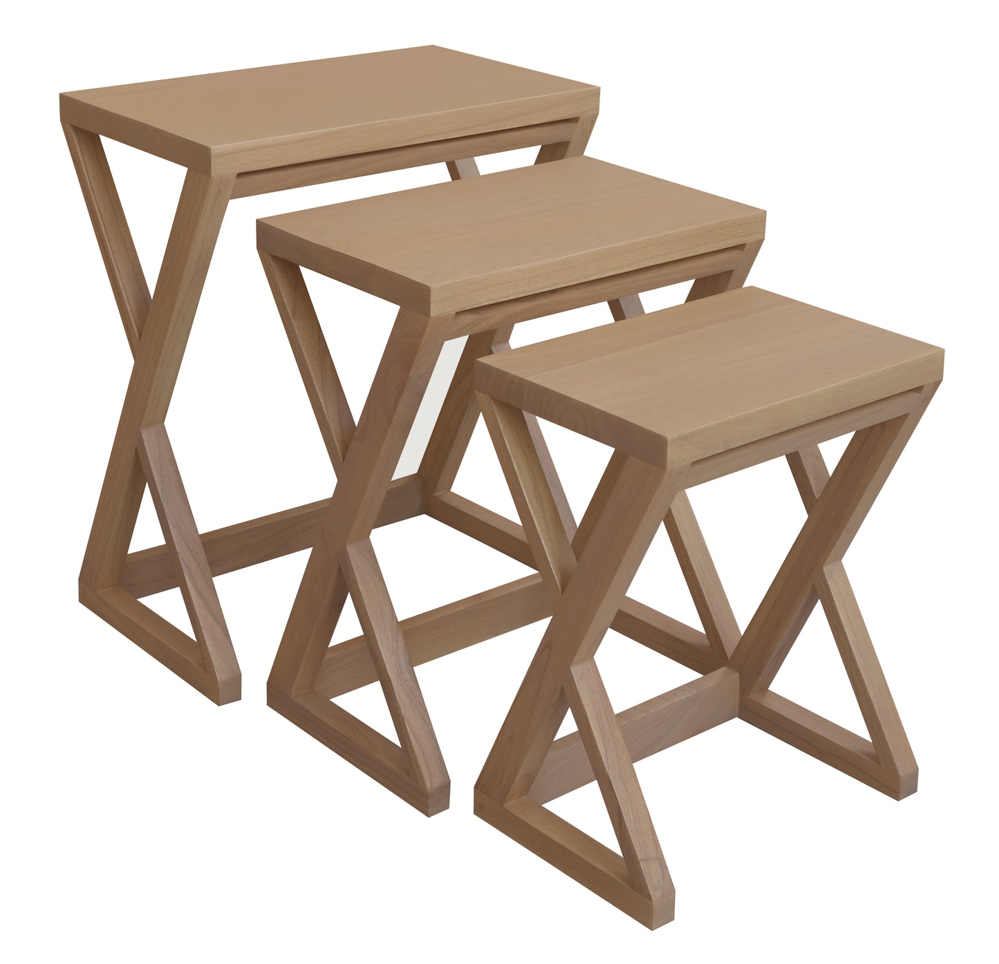 Manhattan Nesting Table - Set of 3 (Natural)-Side Table-Centrum Furniture-Prime Furniture