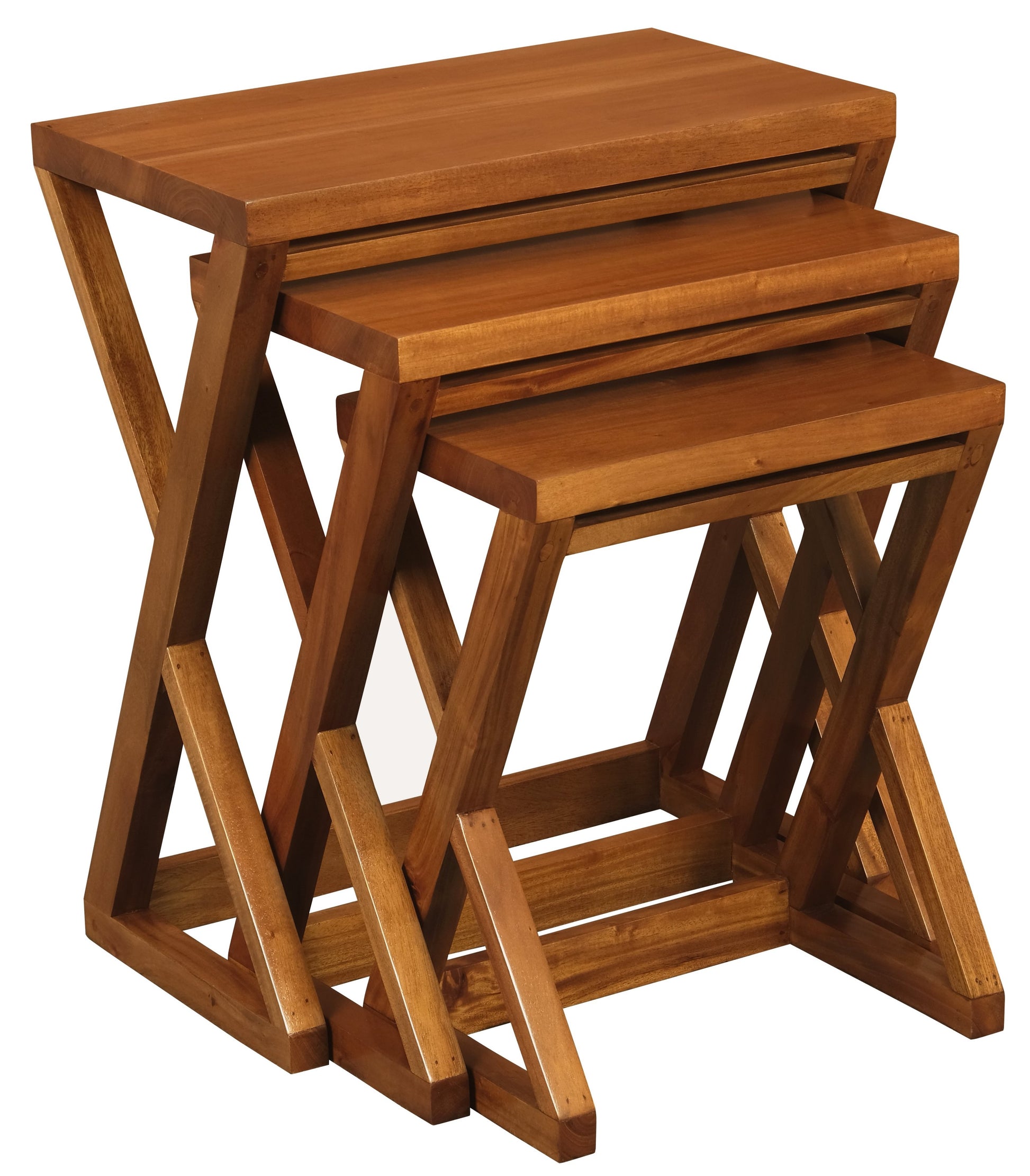 Manhattan Nesting Table - Set of 3 (Light Pecan)-Side Table-Centrum Furniture-Prime Furniture