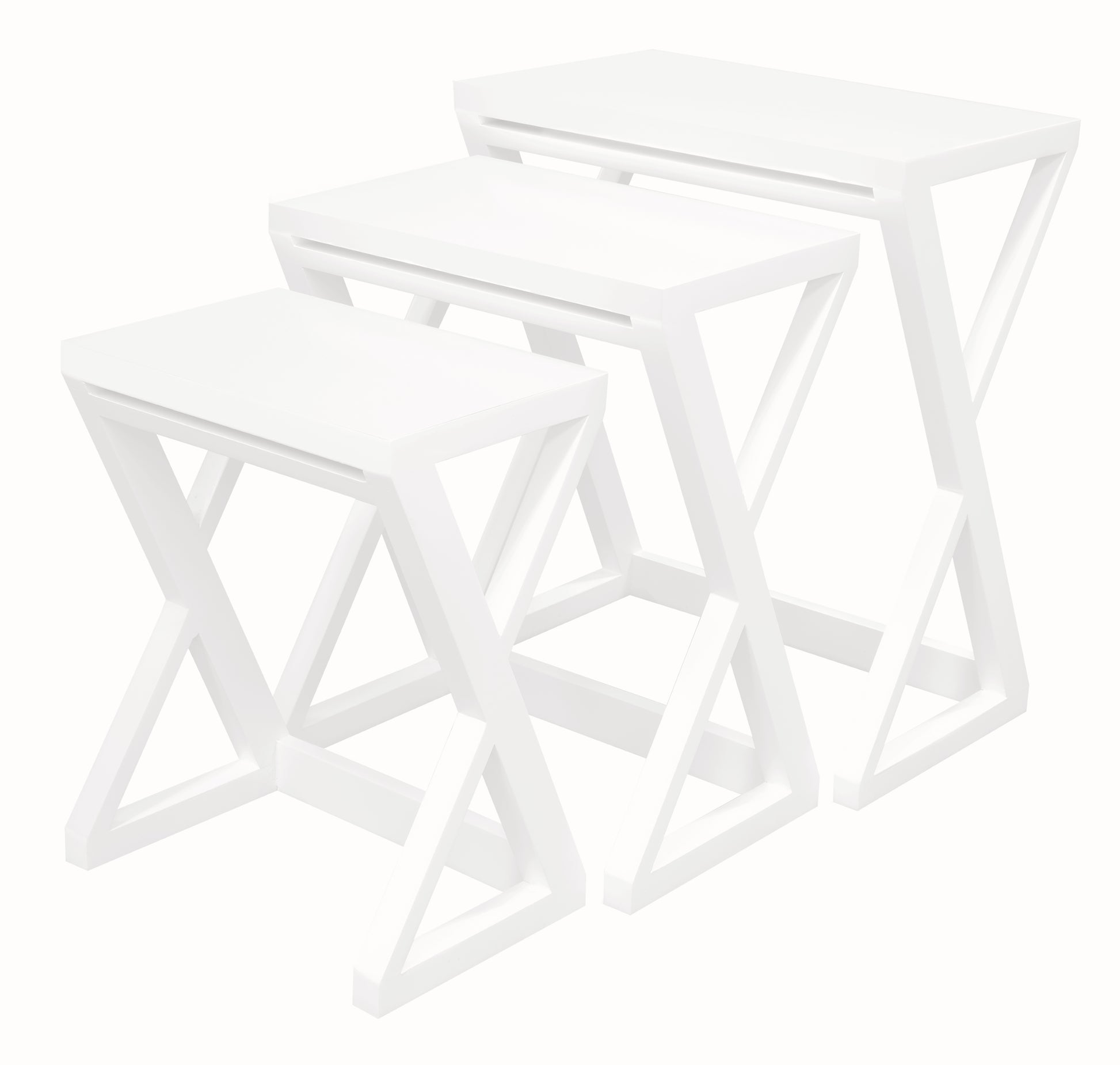 Manhattan Nesting Table - Set of 3 (White)-Side Table-Centrum Furniture-Prime Furniture