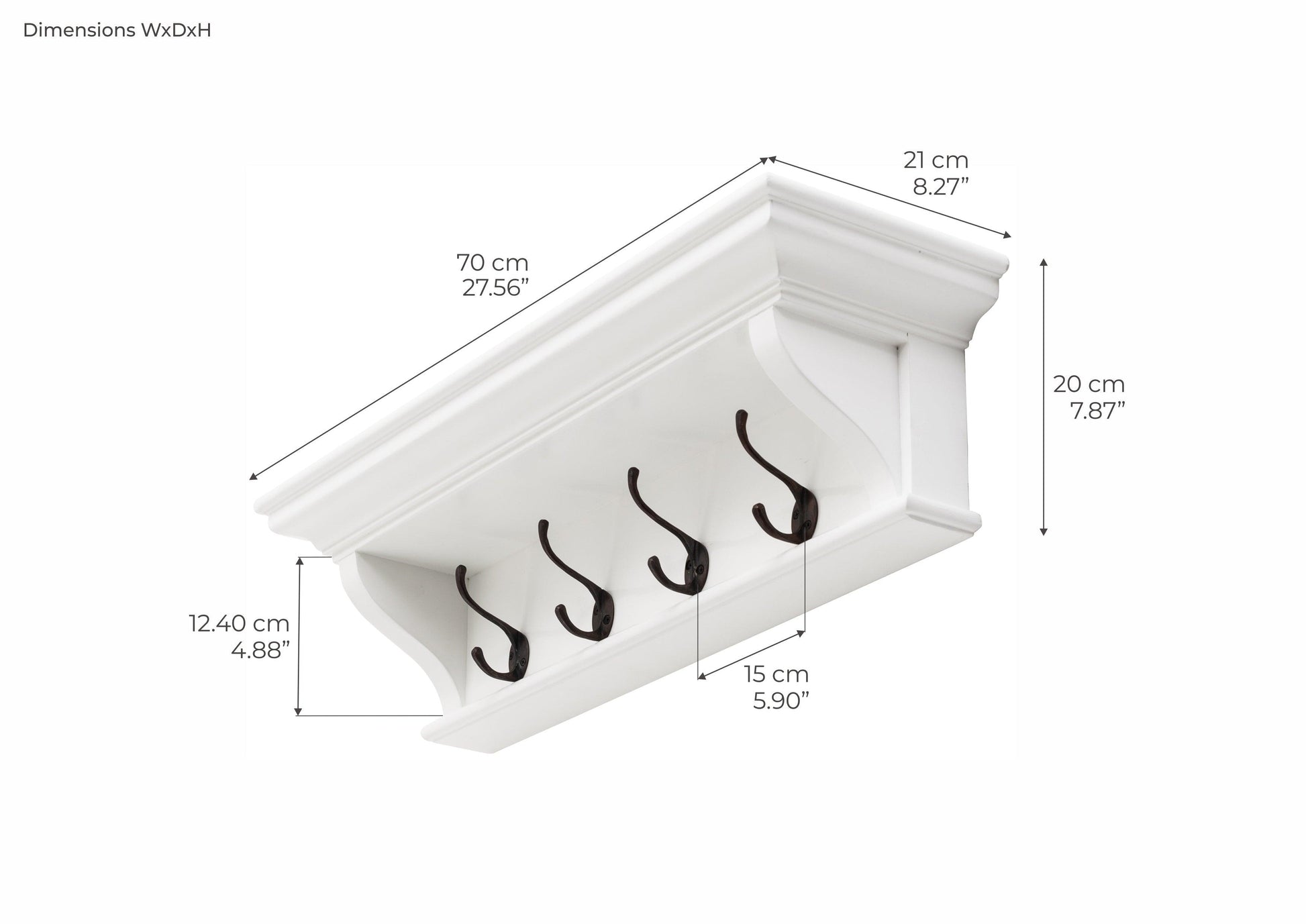 NovaSolo 4 Hook Coat Rack 70cm D168-Coat Rack-NovaSolo-Prime Furniture