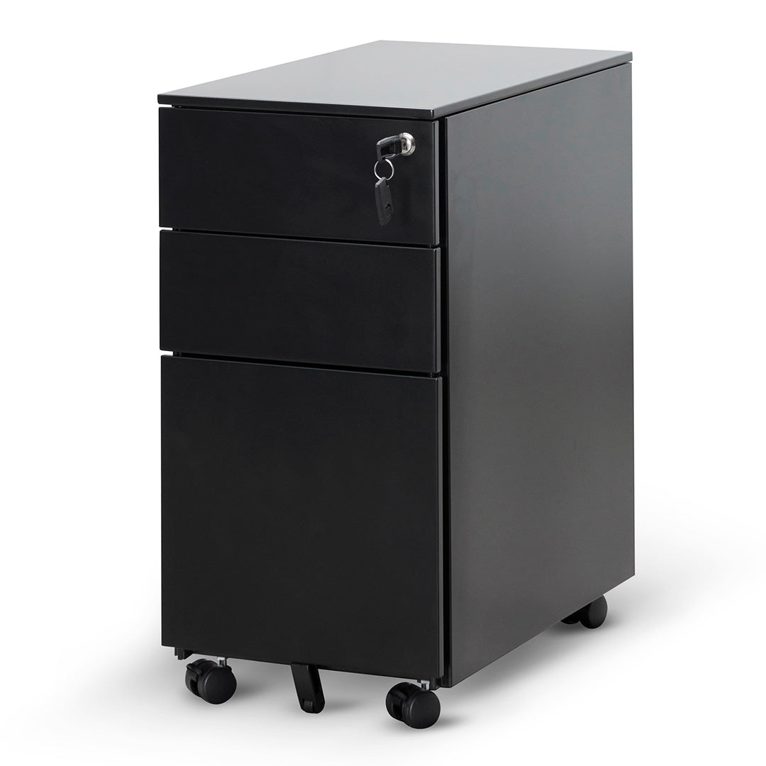 Calibre 3 Drawers Slim Mobile Pedestal - Black-Calibre-Prime Furniture