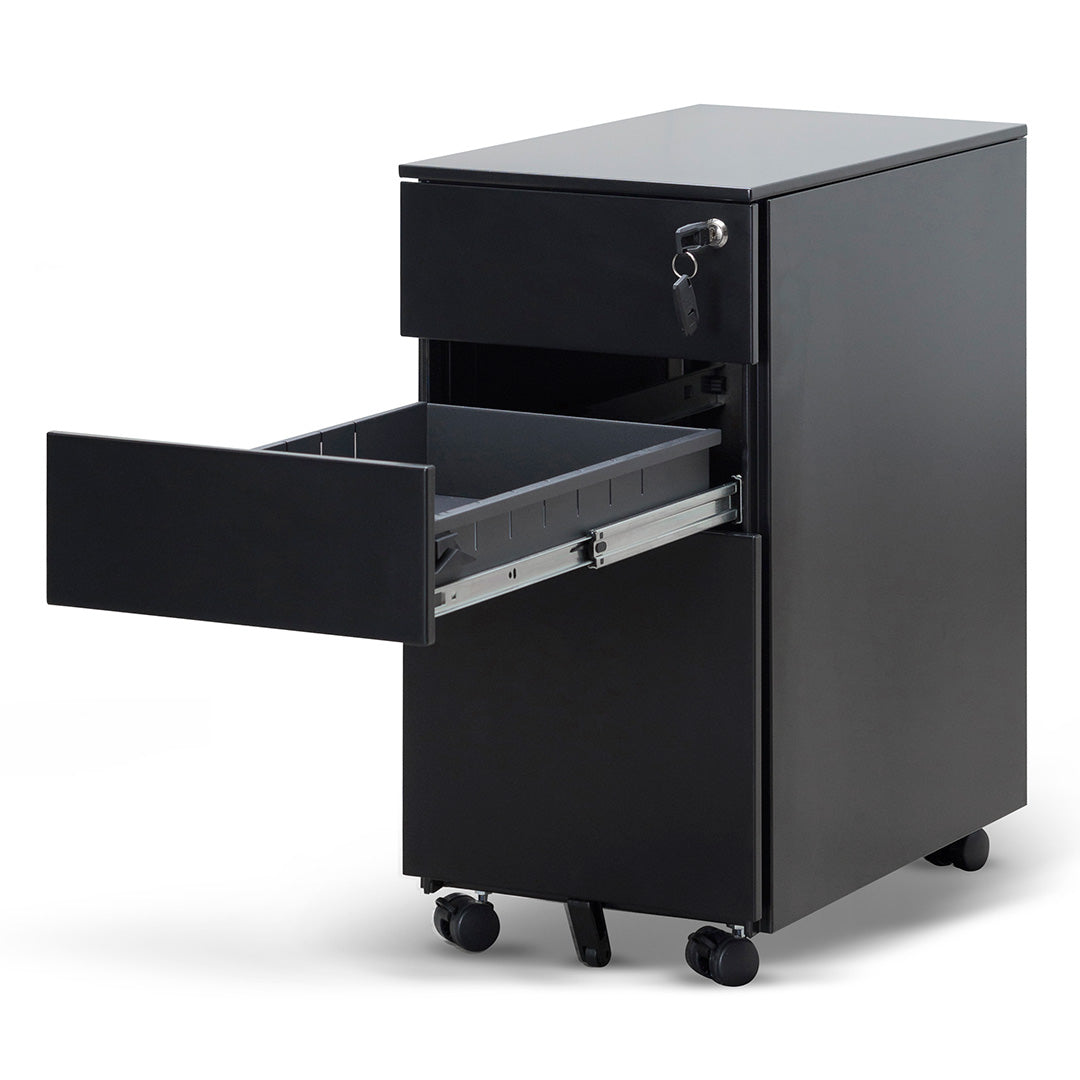 Calibre 3 Drawers Slim Mobile Pedestal - Black-Calibre-Prime Furniture