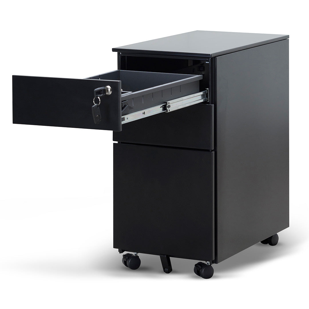 Calibre 3 Drawers Slim Mobile Pedestal - Black-Calibre-Prime Furniture