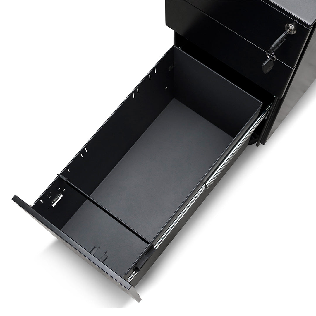 Calibre 3 Drawers Slim Mobile Pedestal - Black-Calibre-Prime Furniture