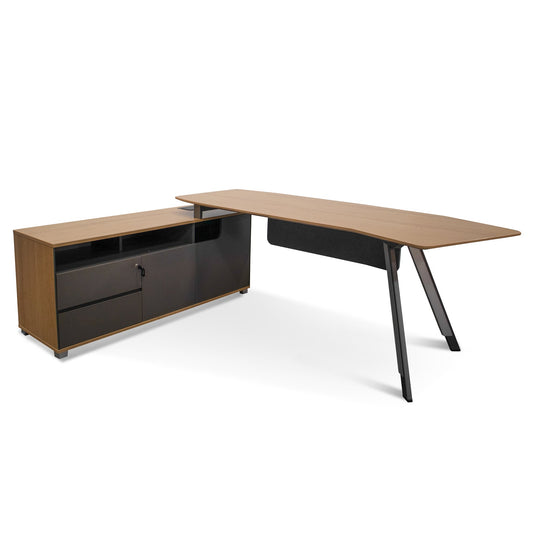 2.2m Left Return Grey Office Desk - Natural Top-Desk-Calibre-Prime Furniture