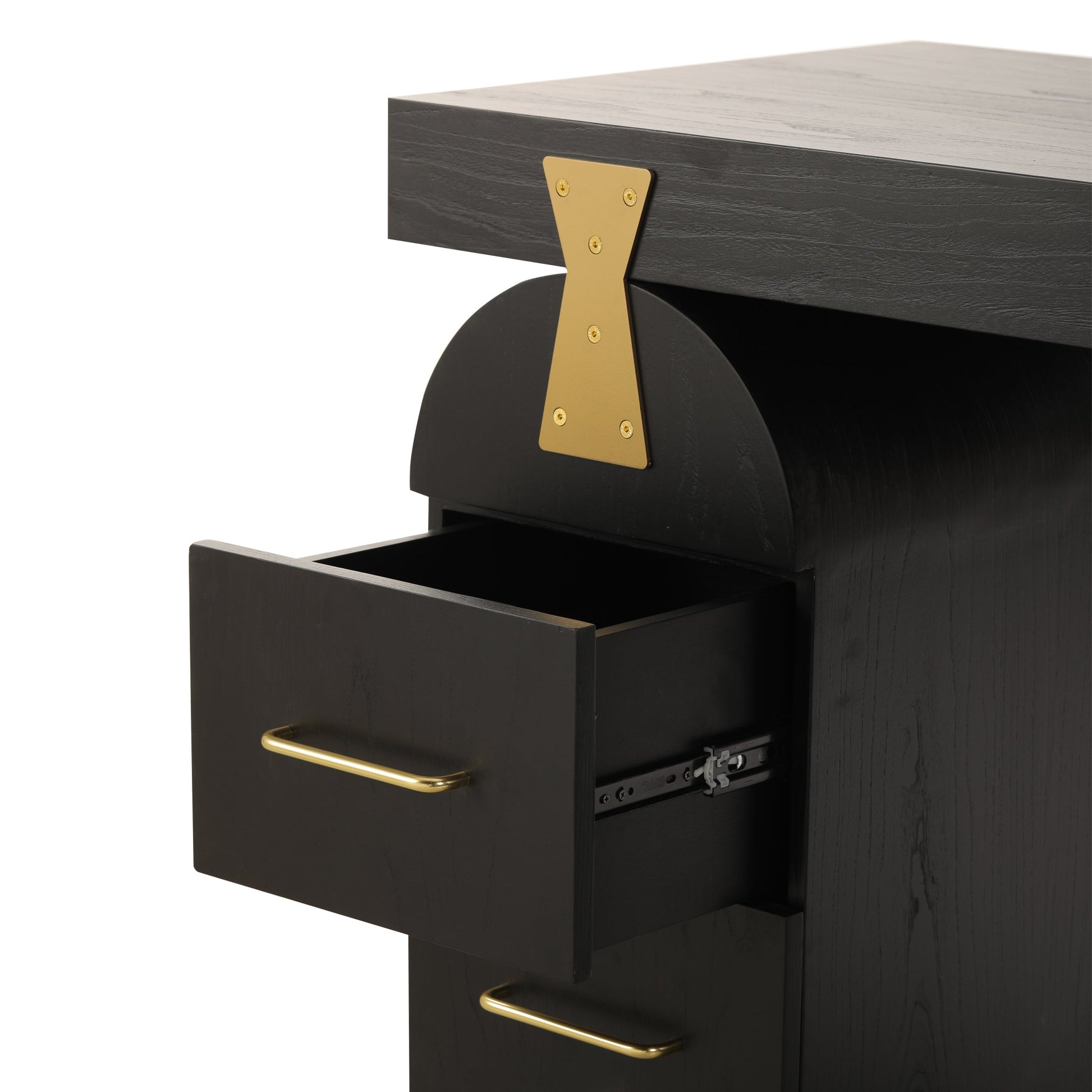 1.55m New Elm Home Office Desk - Full Black-Office Desks-Calibre-Prime Furniture