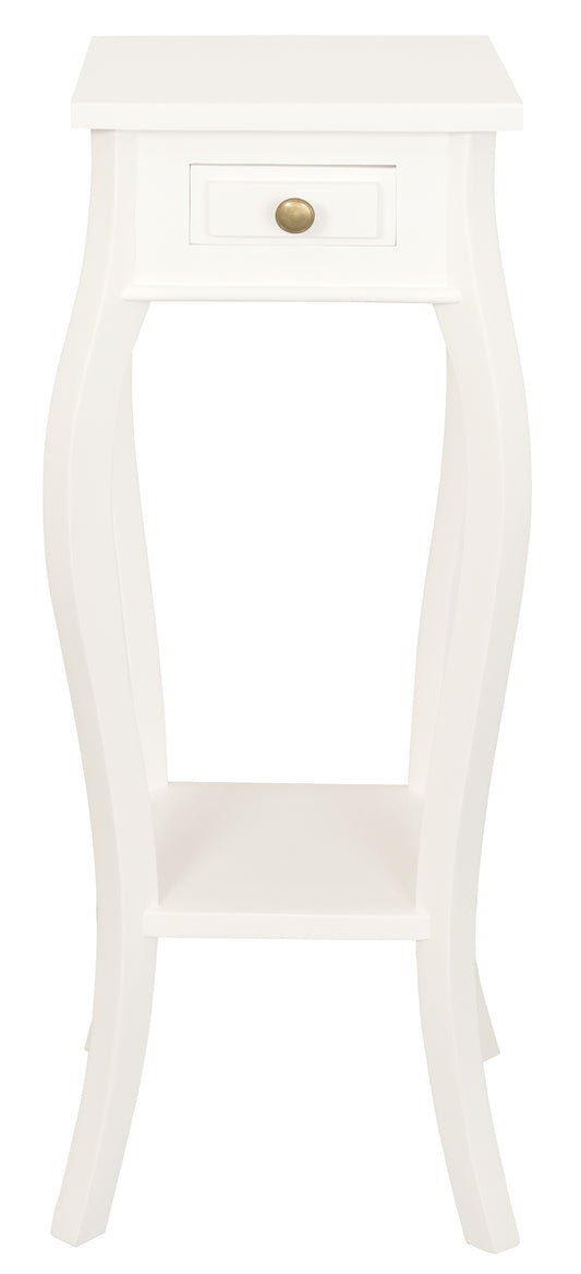 Queen Anne 1 Drawer Plant Stand (White)-Plant Stands & Decor-Centrum Furniture-Prime Furniture