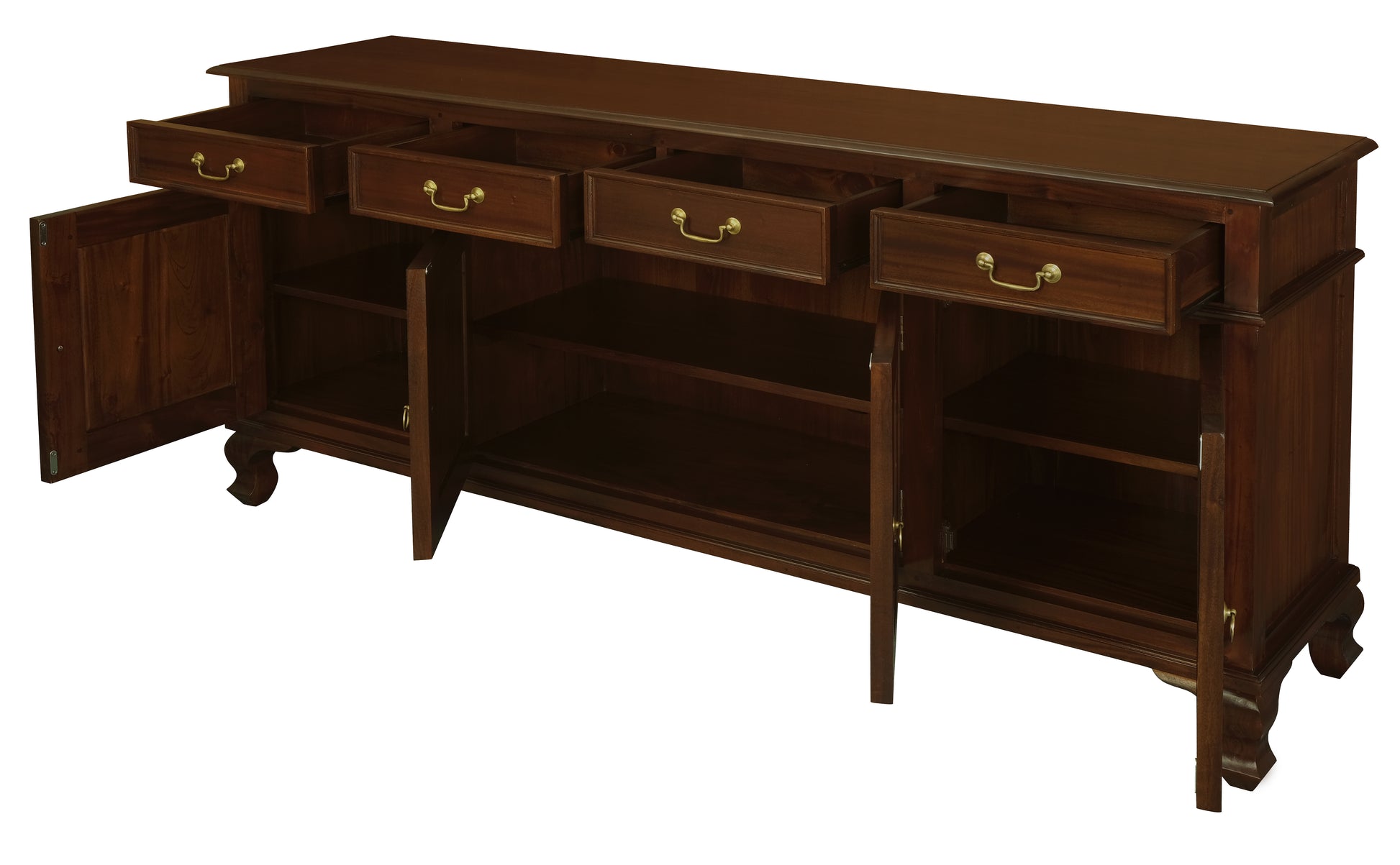 Queen Anne 4 Door 4 Drawer Buffet (Mahogany)-Sideboards & Buffets-Centrum Furniture-Prime Furniture