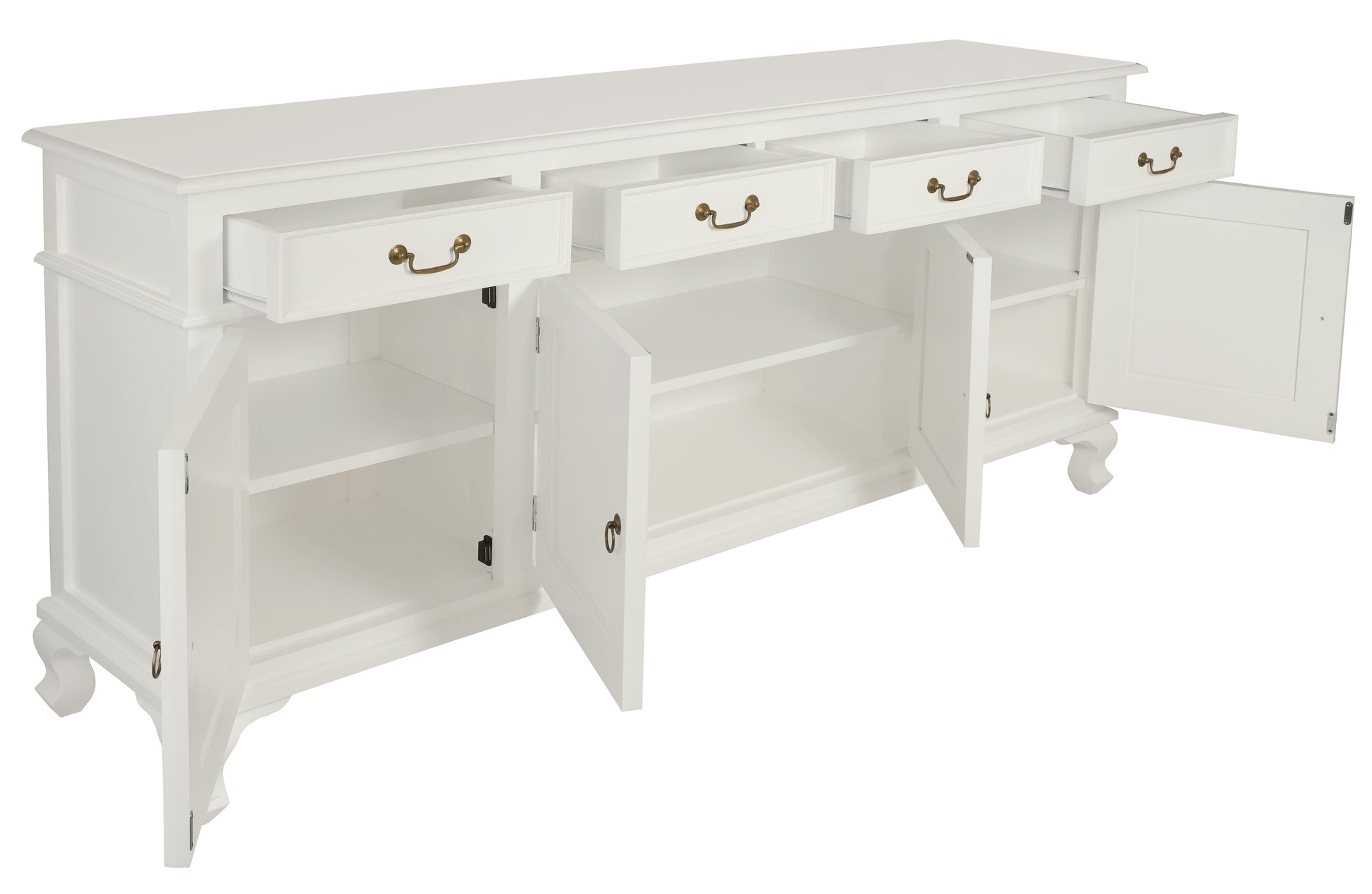 Queen Ann 4 Door 4 Drawer Buffet (White)-Buffet-Centrum Furniture-Prime Furniture