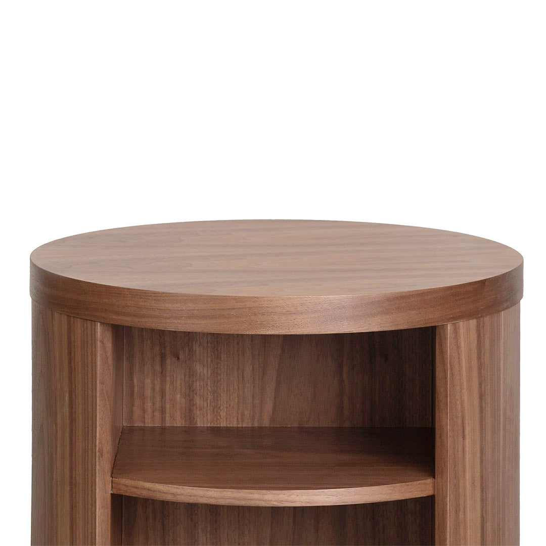 Round Wooden Bedside Table - Walnut-Bedside Table-Calibre-Prime Furniture