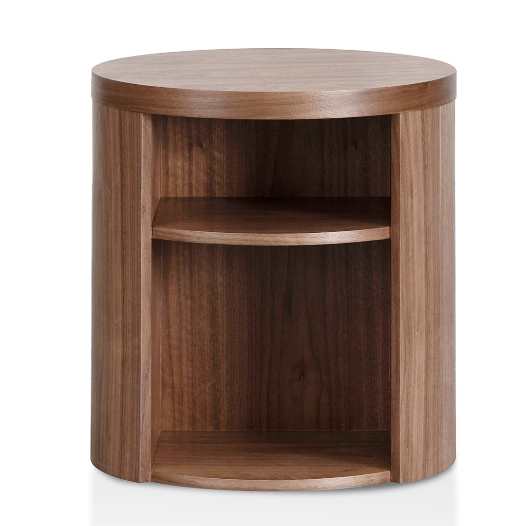 Round Wooden Bedside Table - Walnut-Bedside Table-Calibre-Prime Furniture