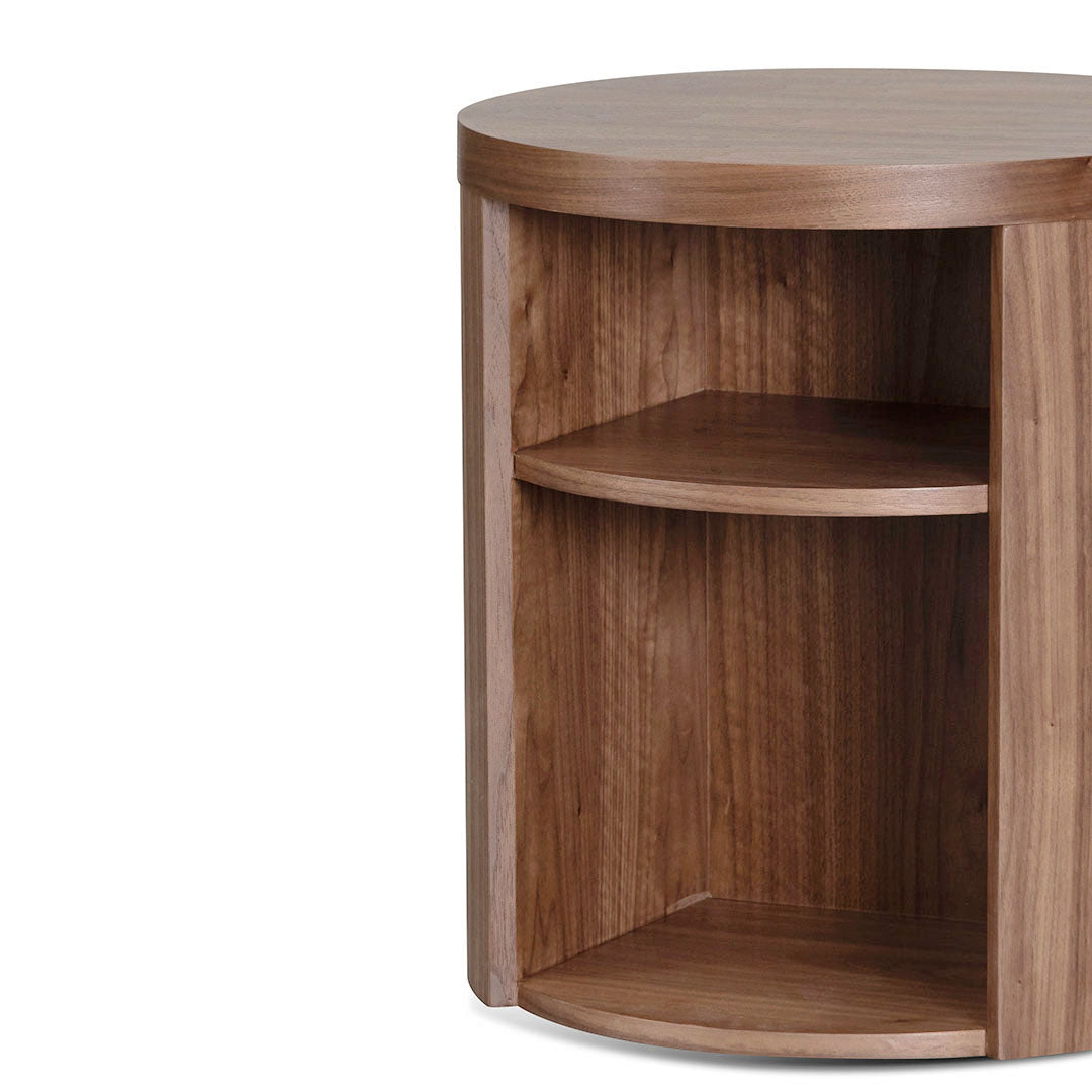 Round Wooden Bedside Table - Walnut-Bedside Table-Calibre-Prime Furniture