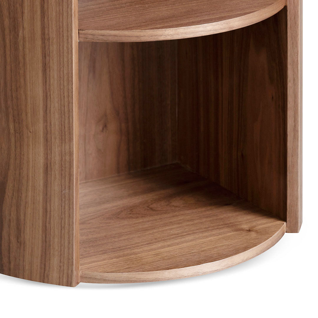 Round Wooden Bedside Table - Walnut-Bedside Table-Calibre-Prime Furniture