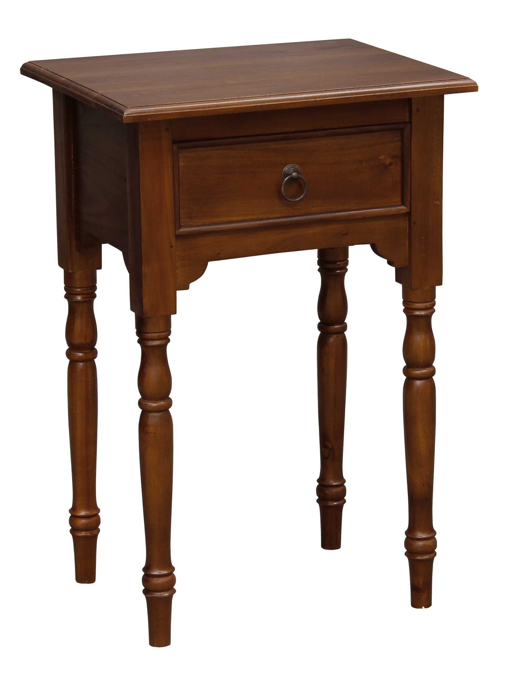 Huntely 1-Drawer Turn Leg Side Table (Mahogany)-Side Table-Centrum Furniture-Prime Furniture