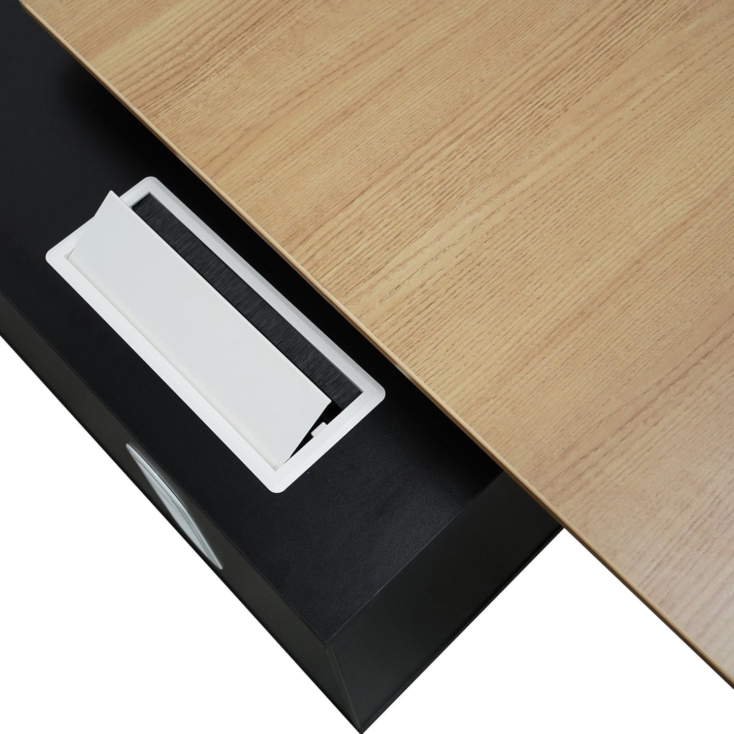 1.95m Executive Desk Right Return - Black Frame with Natural Top and Drawers-Desk-Calibre-Prime Furniture