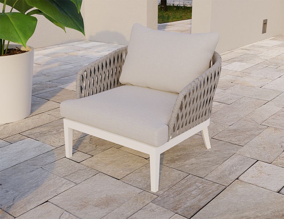 Alma Lounge Chair - Outdoor - Single - White - Light Grey Cushion-Lounge Chair-Level-Prime Furniture