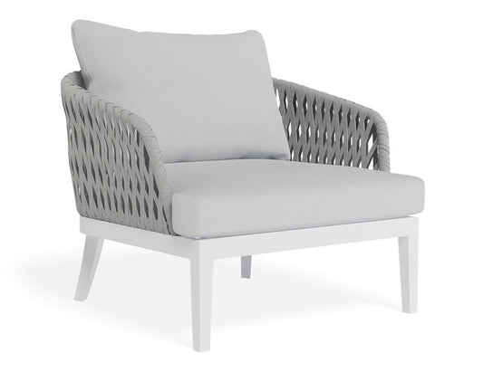 Alma Lounge Chair - Outdoor - Single - White - Light Grey Cushion-Lounge Chair-Level-Prime Furniture