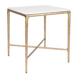 Heston Square Marble Side Table - Brass-Side Table-Cafe Lighting & Living-Prime Furniture