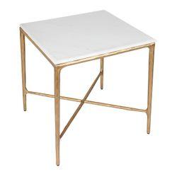 Heston Square Marble Side Table - Brass-Side Table-Cafe Lighting & Living-Prime Furniture