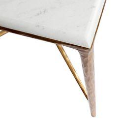 Heston Square Marble Side Table - Brass-Side Table-Cafe Lighting & Living-Prime Furniture