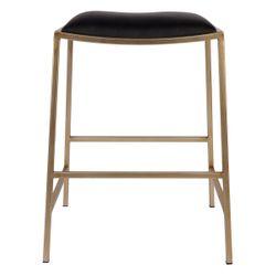 Kai Gold Kitchen Stool - Black Vegan Leather-Stool-Cafe Lighting & Living-Prime Furniture