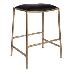 Kai Gold Kitchen Stool - Black Vegan Leather-Stool-Cafe Lighting & Living-Prime Furniture