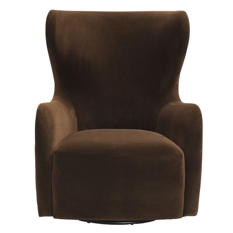 Aaron Swivel Arm Chair - Dark Chocolate Velvet-Chair-Cafe Lighting & Living-Prime Furniture