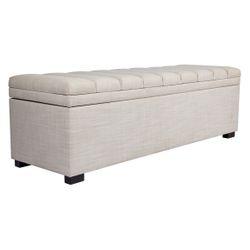 Soho Storage Bench Ottoman - Off White Linen-Ottoman-Cafe Lighting & Living-Prime Furniture