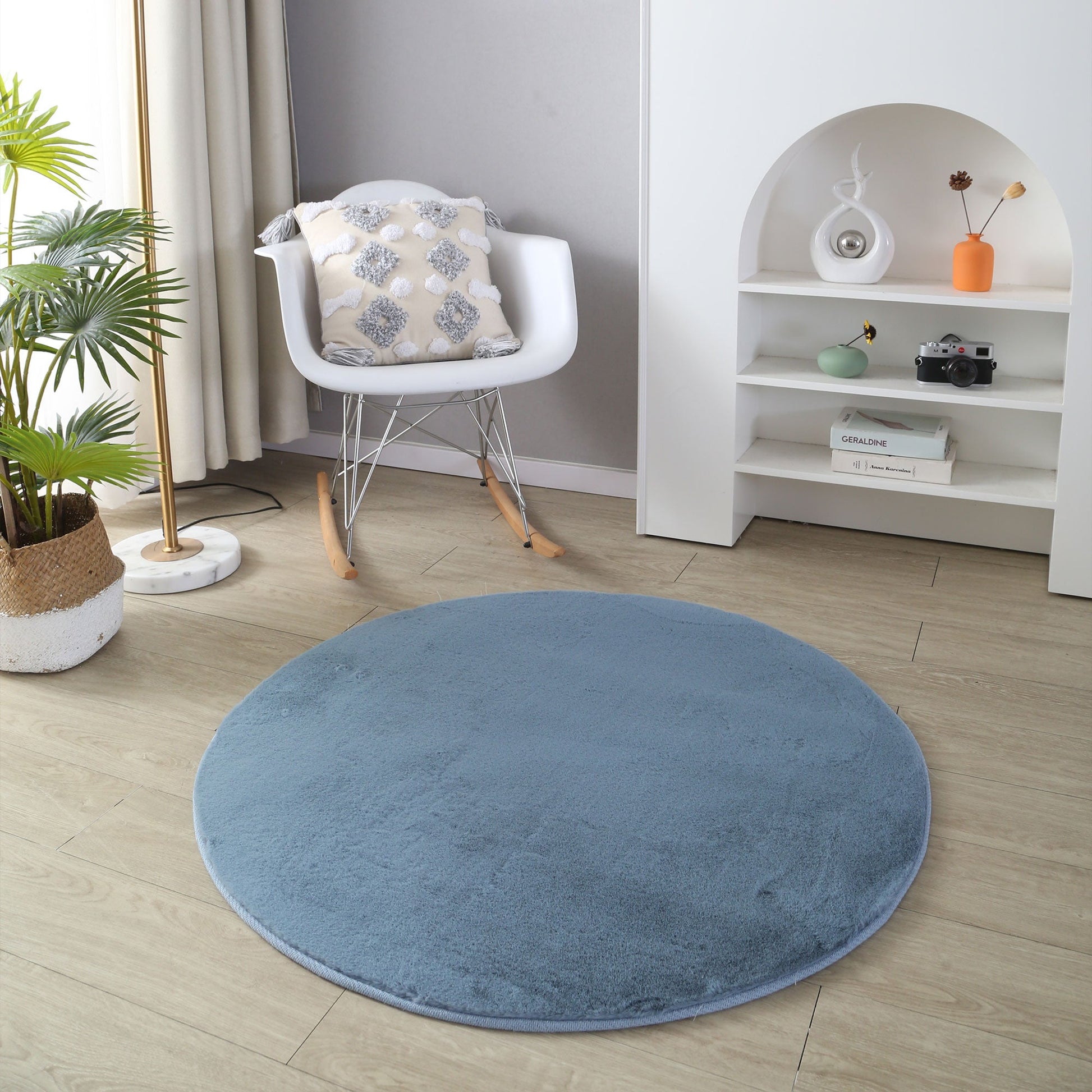 Plush Faux Fur Blue Rug-Rug-The Rug Co-160x230-Prime Furniture