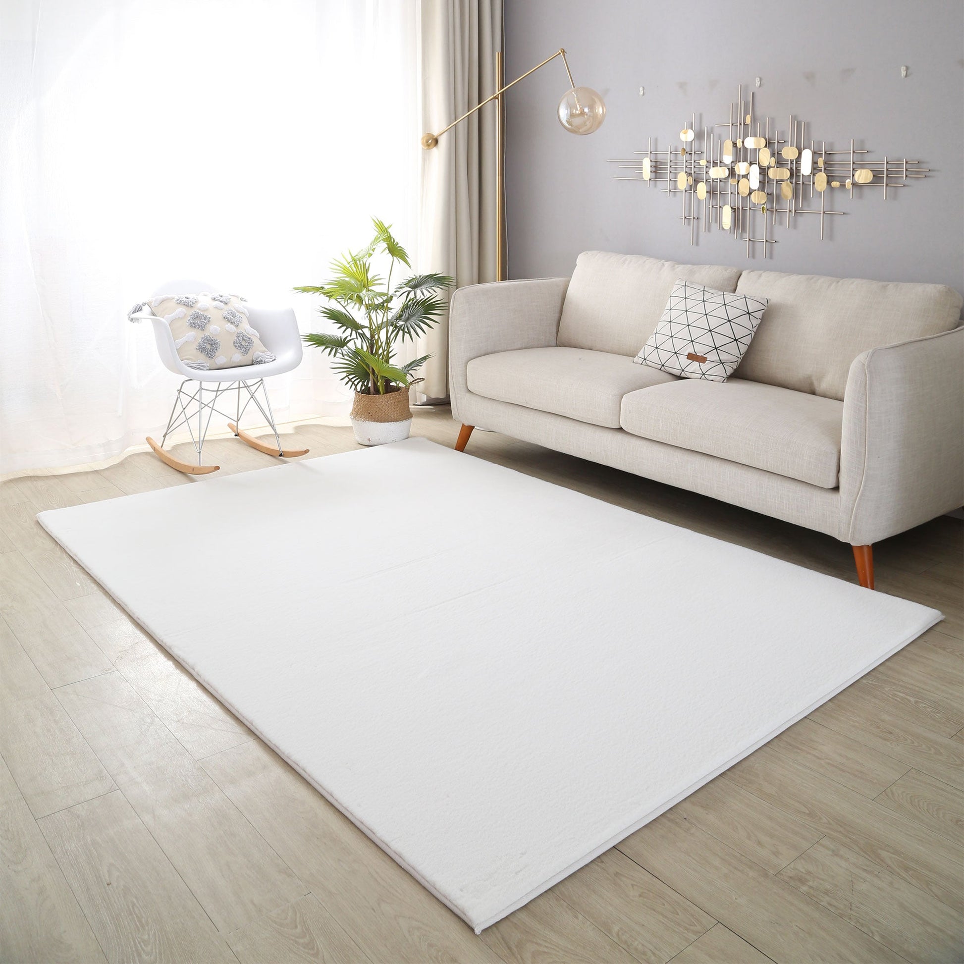 Plush Faux Fur White Rug-Rug-The Rug Co-160x230-Prime Furniture