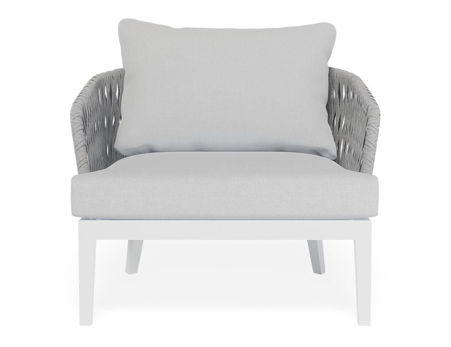 Alma Lounge Chair - Outdoor - Single - White - Light Grey Cushion-Lounge Chair-Level-Prime Furniture