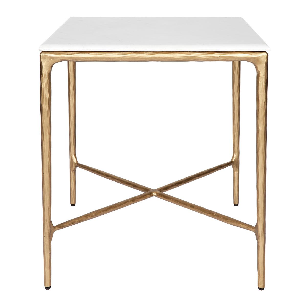 Heston Square Marble Side Table - Brass-Side Table-Cafe Lighting & Living-Prime Furniture