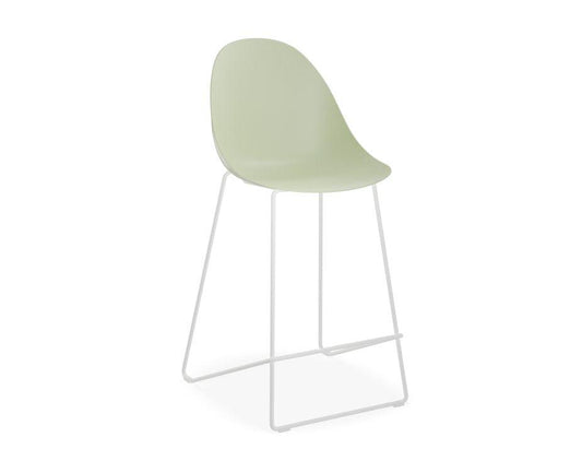 Pebble Mint Green Stool Shell Seat - Counter Stool 65cm Seat - White Base-Level-Prime Furniture