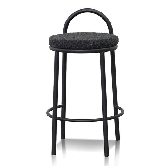 63cm Bar Stool - Black Boucle (Set of 2)-Bar stool-Calibre-Prime Furniture