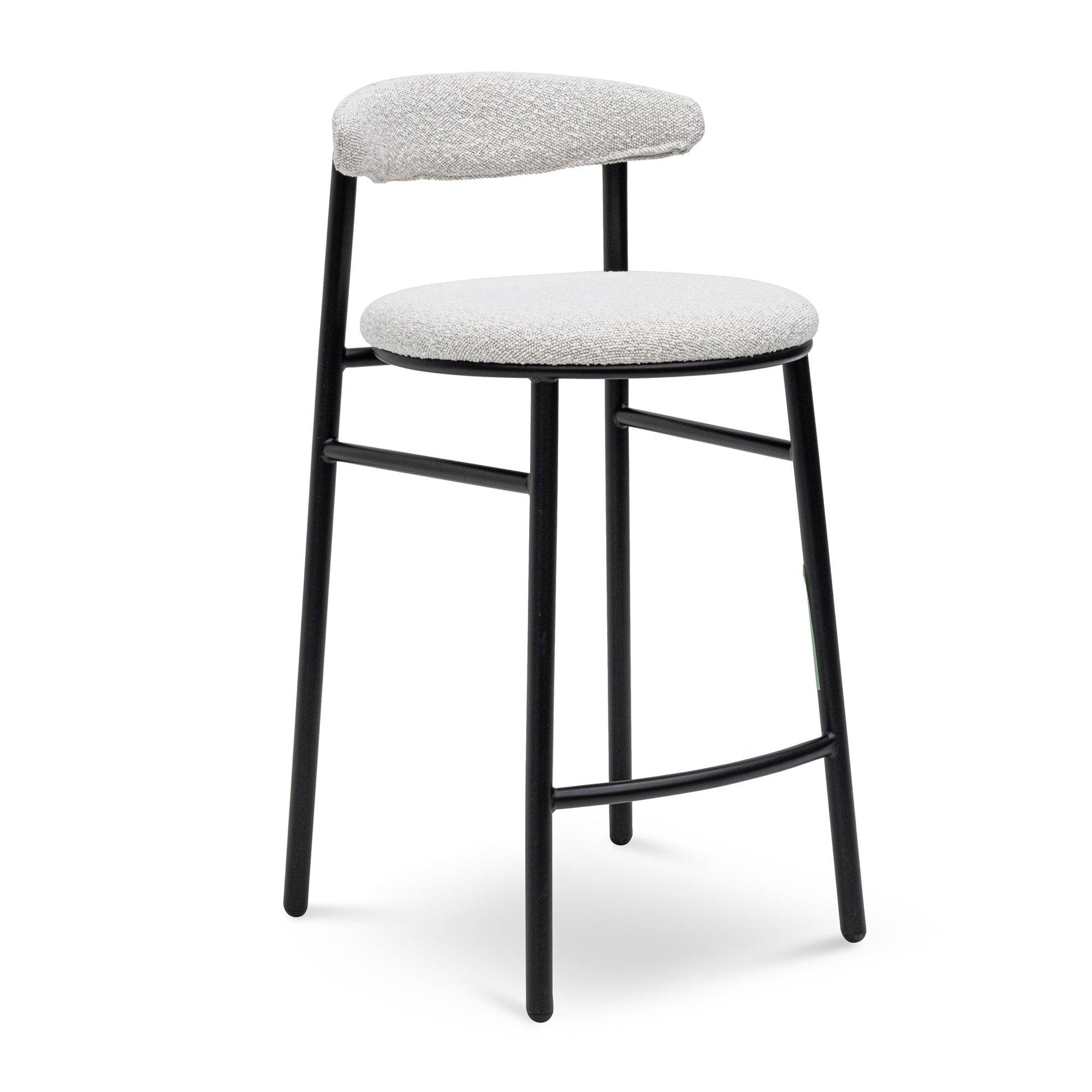 65cm Bar Stool - Moon White Boucle and Black Legs - Bar stoolBS6995-SD 3