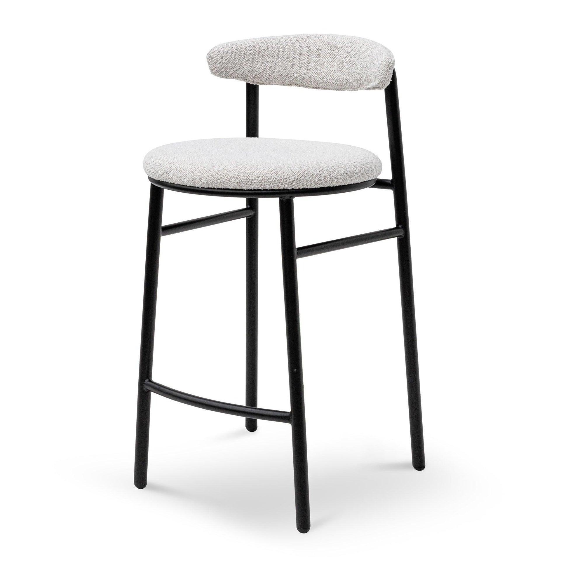 65cm Bar Stool - Moon White Boucle and Black Legs - Bar stoolBS6995-SD 1